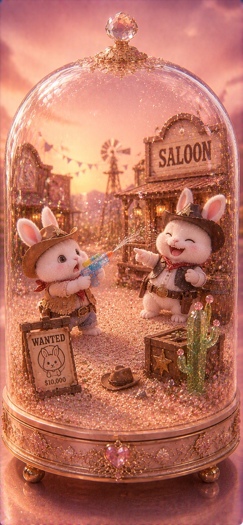 ガラスドームうさぎ 〜西部劇なのに水鉄砲！？〜 Glass Dome Rabbit - Oops! Water Gun Cowboy
