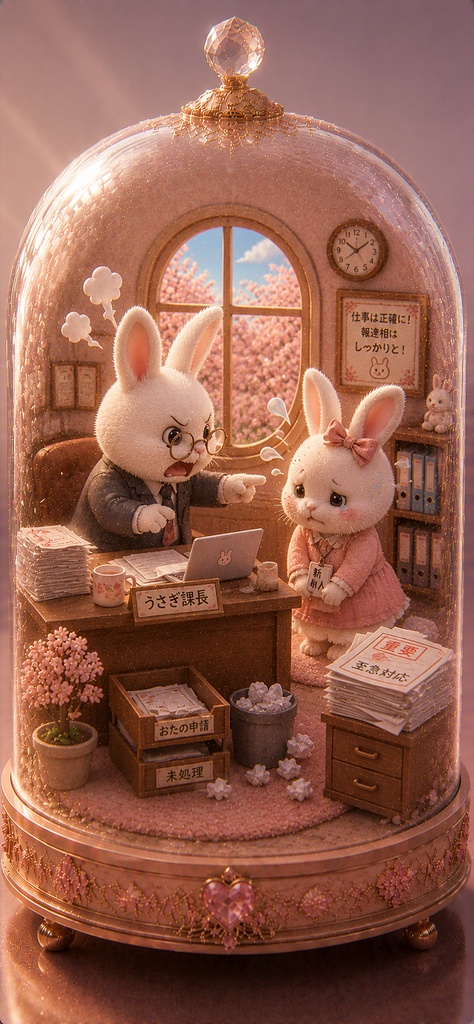 ガラスドームうさぎ 〜上司に怒られちゃったうさぎ〜 Glass Dome Rabbit - Scolded Office Bunny