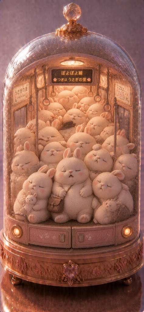 ガラスドームうさぎ 〜みんな寝落ちしちゃった満員電車〜 Glass Dome Rabbit - Sleepy Crowded Train Bunny