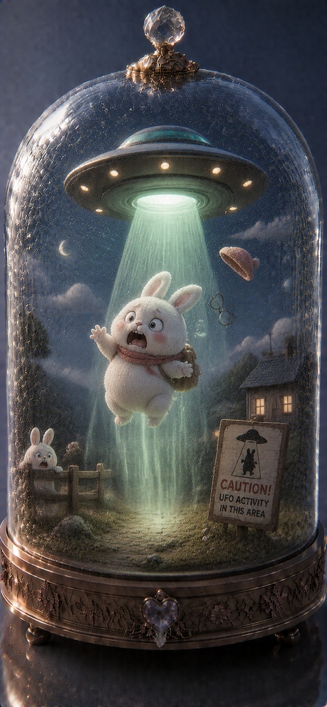 ガラスドームうさぎ 〜宇宙船にさらわれそうなうさぎ〜 Glass Dome Rabbit - UFO Abduction Bunny