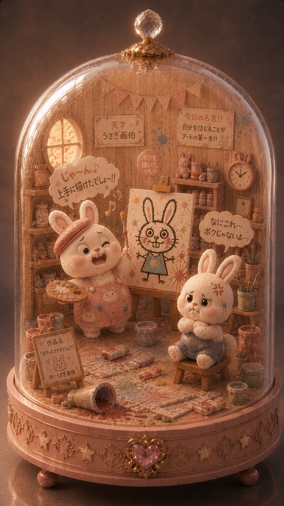ガラスドームうさぎ 〜描いてもらった絵がクセ強すぎたうさぎ〜 Glass Dome Rabbit - “That Doesn’t Look Like Me!” Bunny