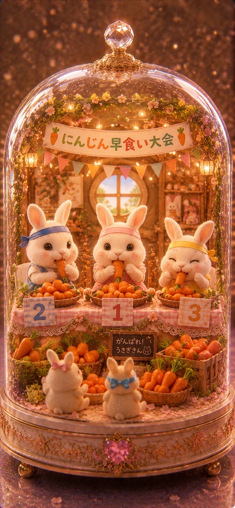 ガラスドームうさぎ 〜にんじん早食い選手権〜 Glass Dome Rabbit - Carrot Eating Championship