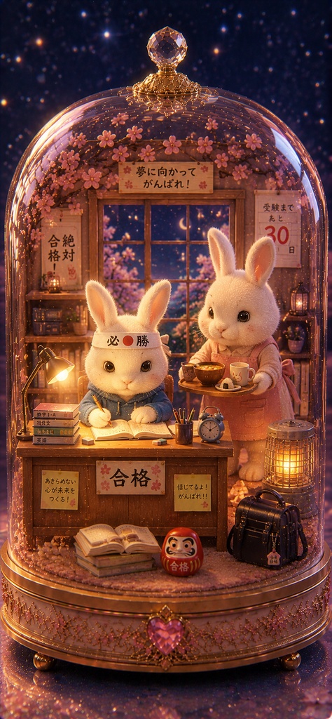 ガラスドームうさぎ 〜合格を目指して〜 Glass Dome Rabbit - Study Hard for Your Dreams