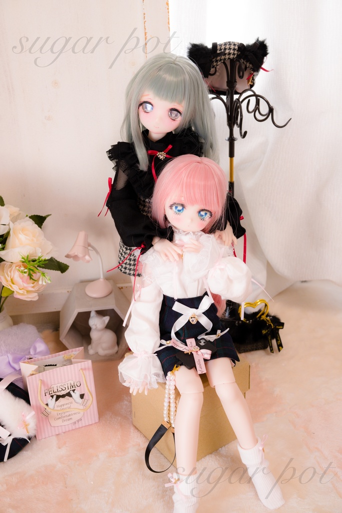 黒ねこちゃん、白うさぎちゃんセット