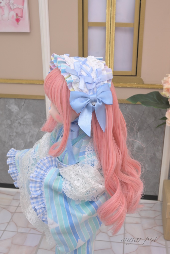 リボン×ストライプ着物