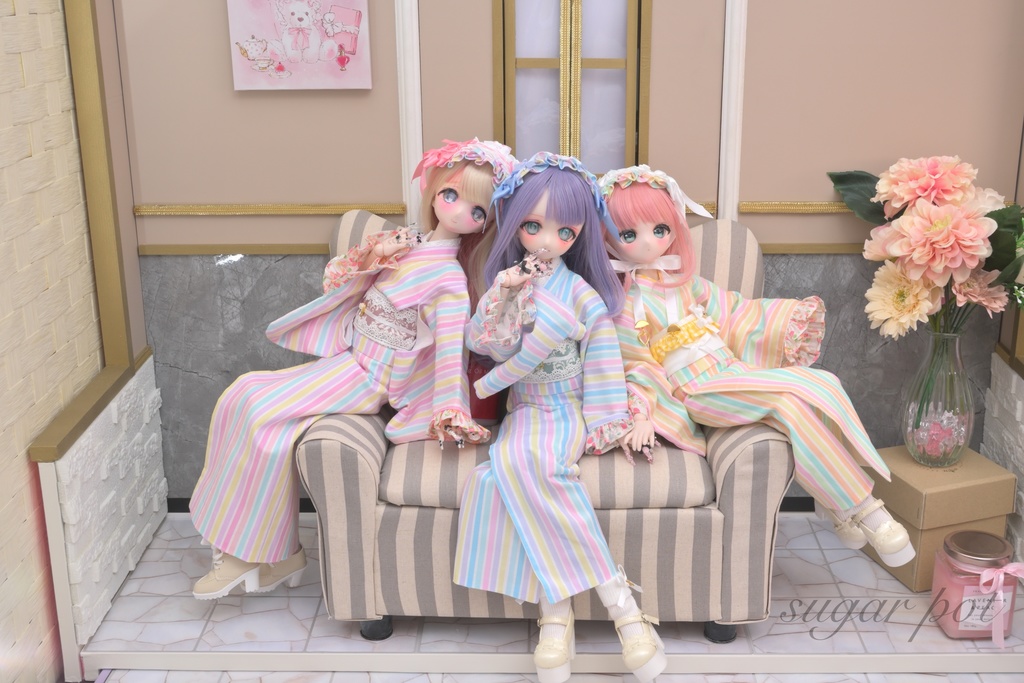 ゆめかわストライプ着物