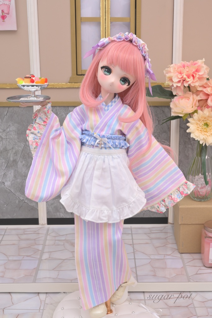 ゆめかわストライプ着物