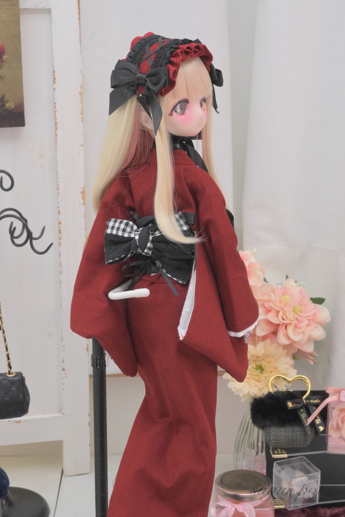 赤の木綿の着物