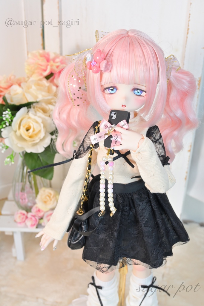 ハート柄胸あきニット