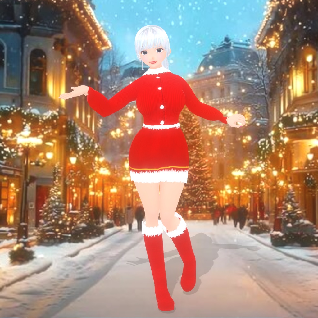 【VRoid衣裳】クリスマス用ニット〜スカート〜ブーツのセット♡
