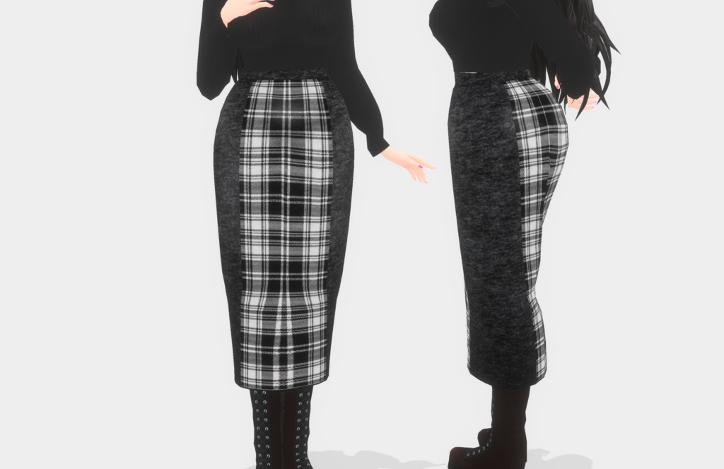 【VRoid衣装】サイド切り替えチェック柄スカート
