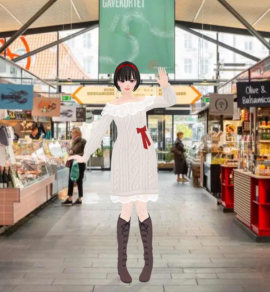 【VRoid衣装】無料版あり♡オフショルニットワンピ♡