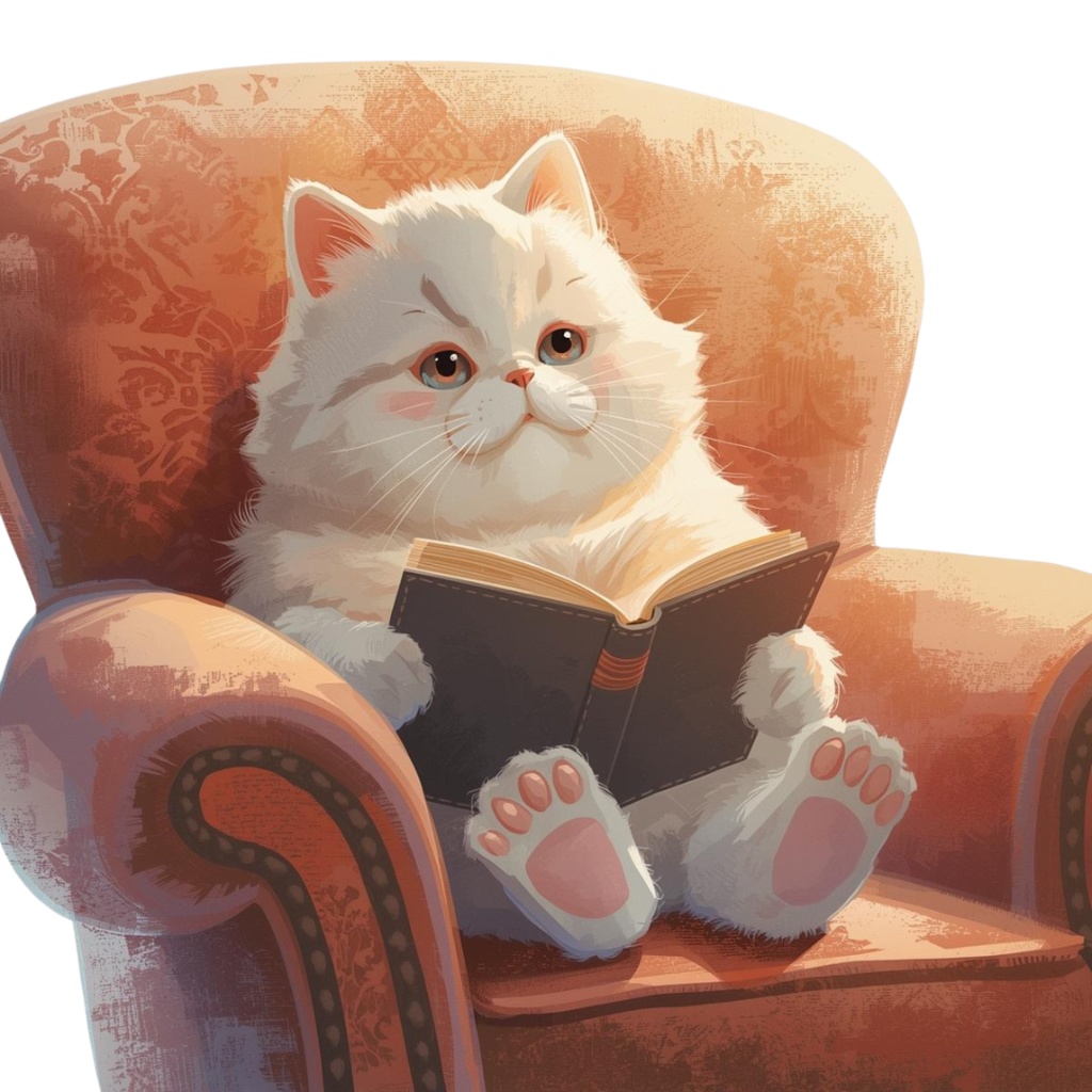 猫の1日 〜パステル絵本風クリップアート10点セット|PNG背景透過