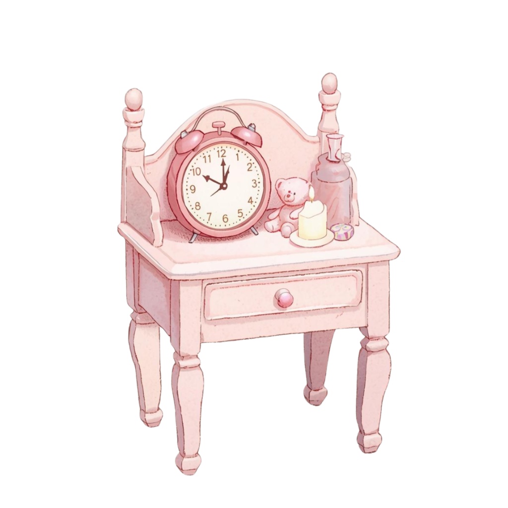 猫の1日 小物〜パステル絵本風クリップアート10点セット|PNG背景透過