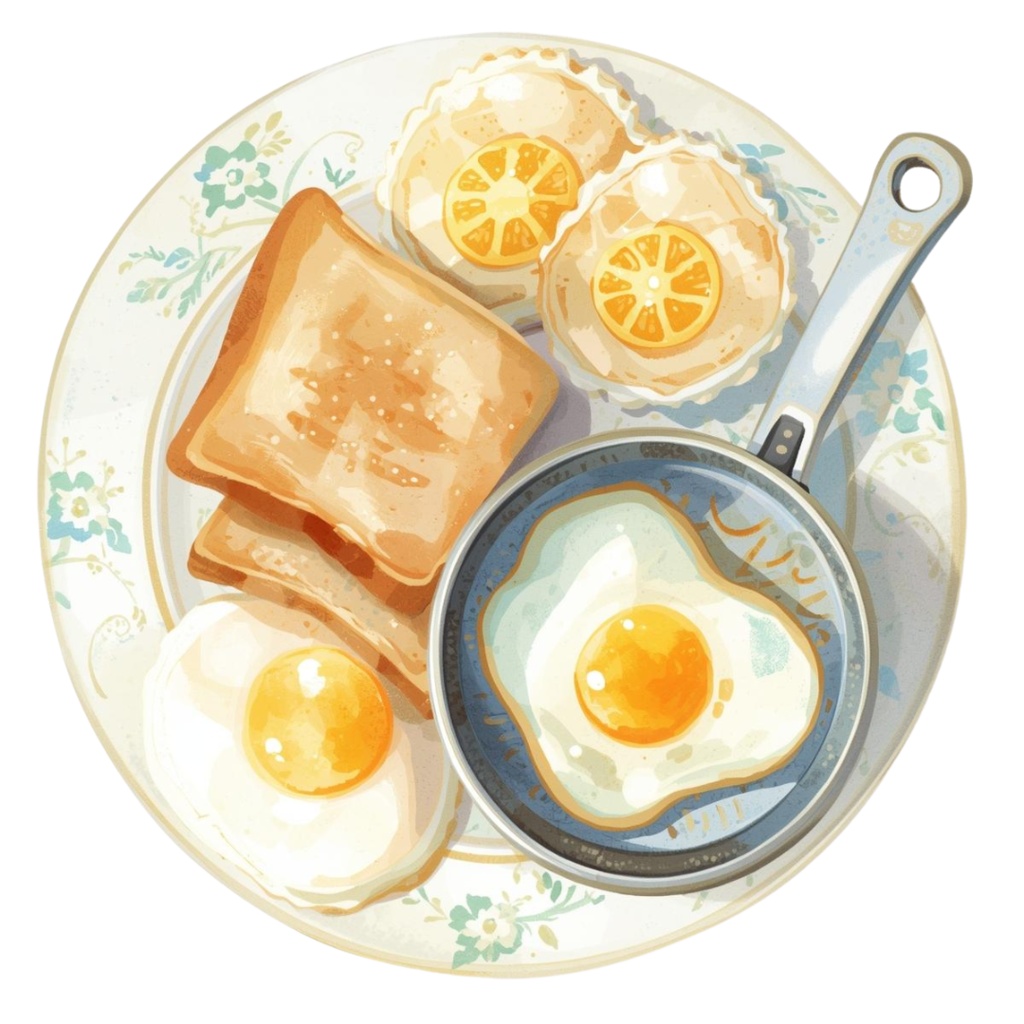 猫の1日 小物〜パステル絵本風クリップアート10点セット|PNG背景透過