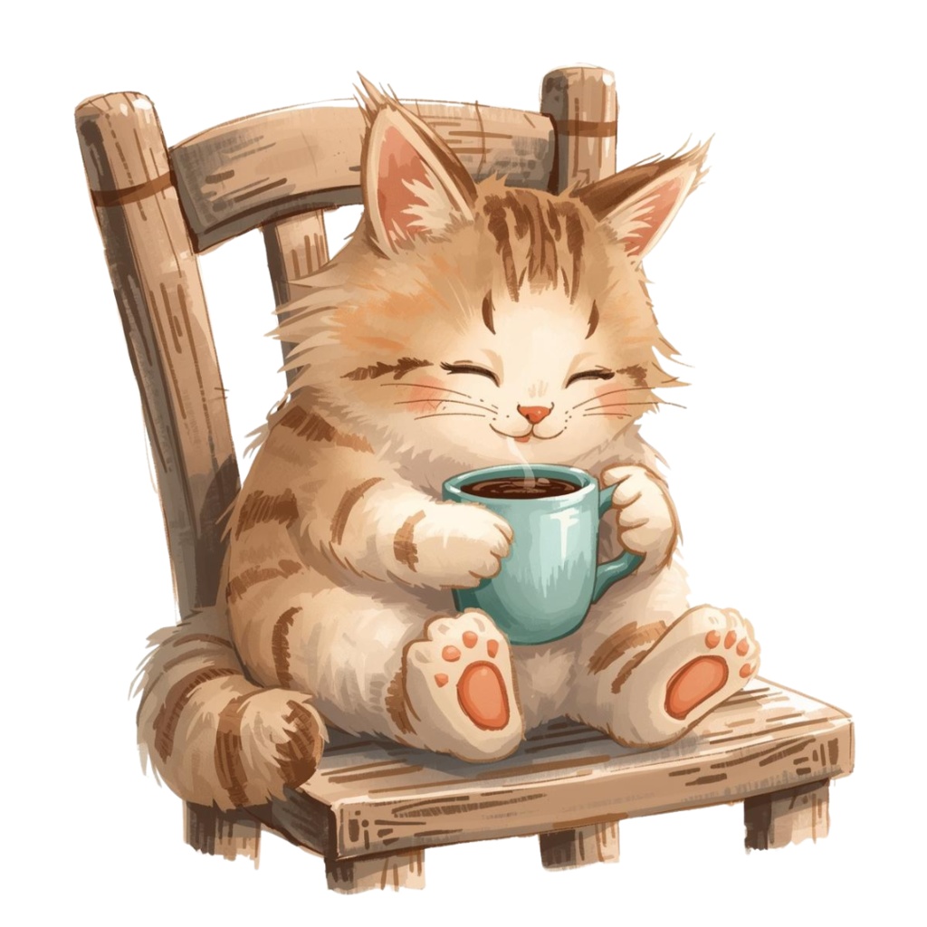 猫のスケジュールA 〜パステル絵本風クリップアート14点セット|PNG背景透過