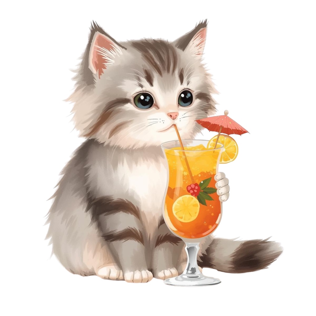 猫のスケジュールA 〜パステル絵本風クリップアート14点セット|PNG背景透過