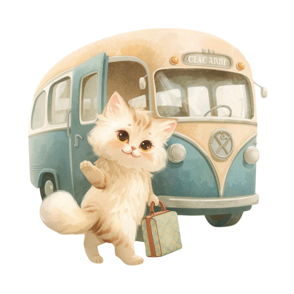 猫のスケジュールA 〜パステル絵本風クリップアート14点セット|PNG背景透過