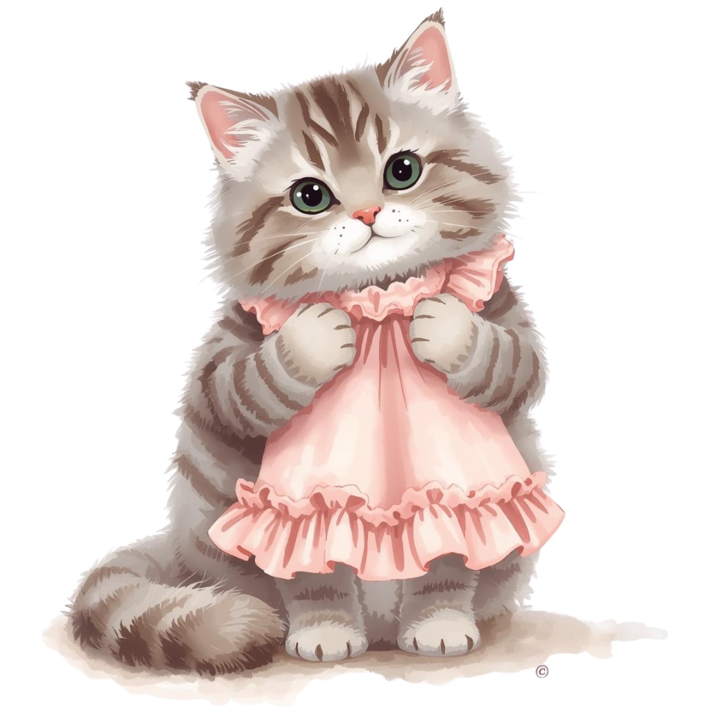 猫のスケジュールB〜パステル絵本風クリップアート14点セット|PNG背景透過