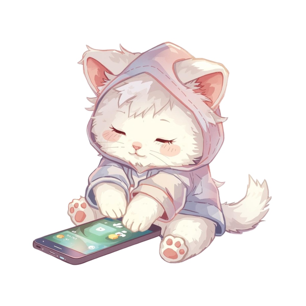 猫のスケジュールB〜パステル絵本風クリップアート14点セット|PNG背景透過