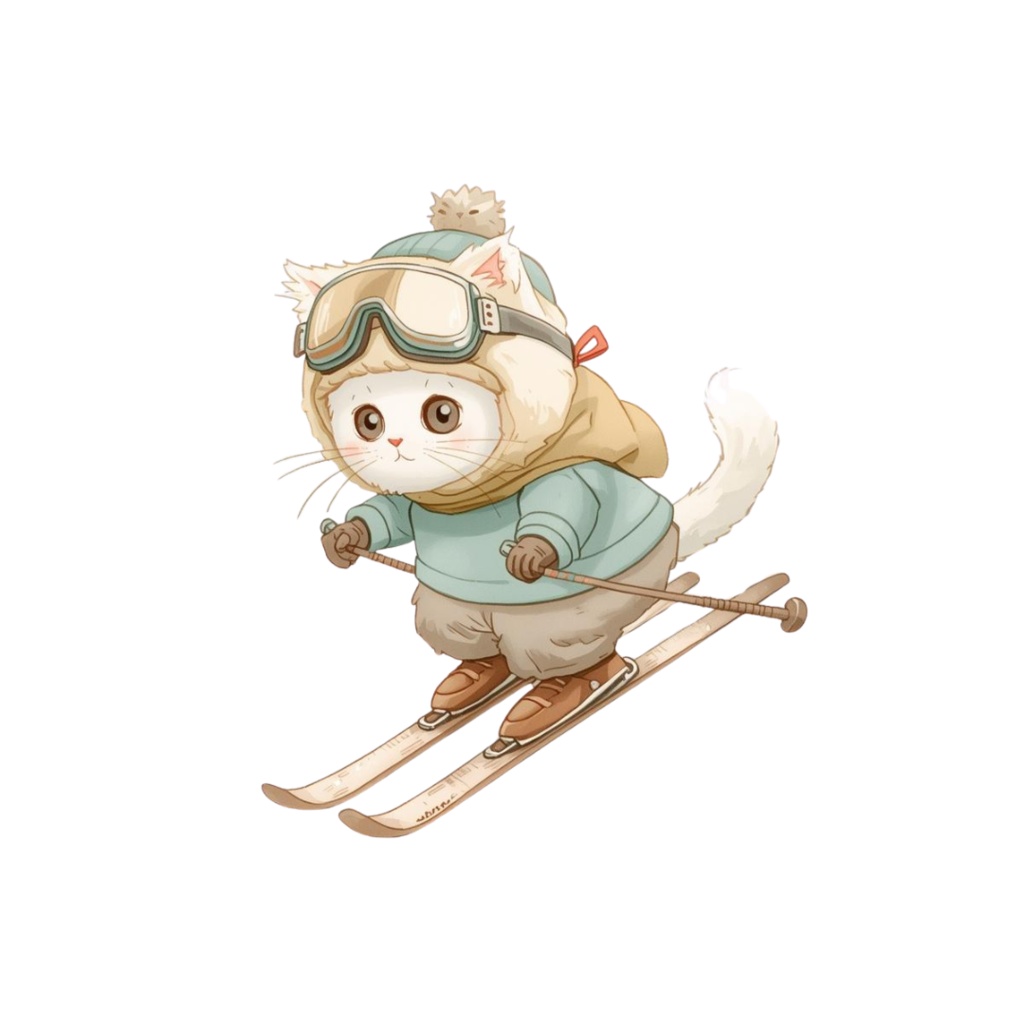 猫のスケジュールB〜パステル絵本風クリップアート14点セット|PNG背景透過