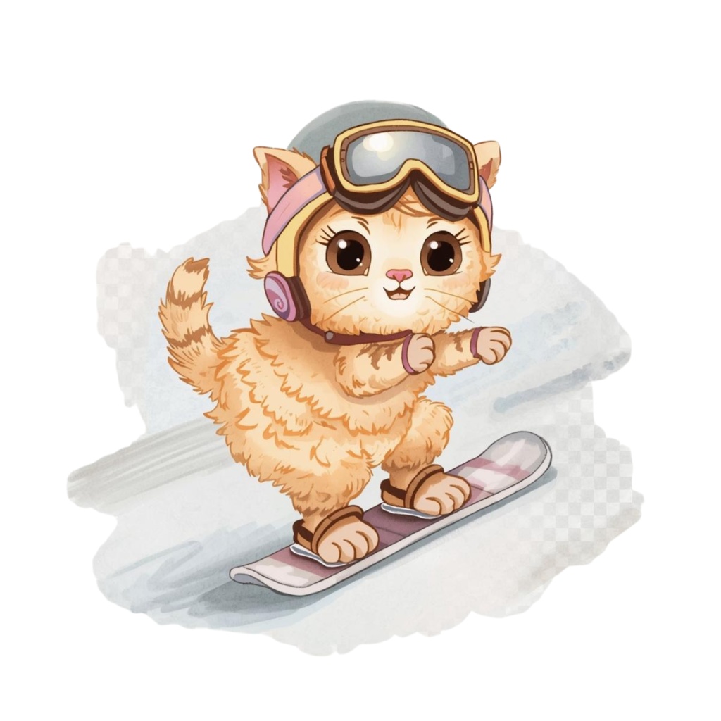 猫のスケジュールB〜パステル絵本風クリップアート14点セット|PNG背景透過