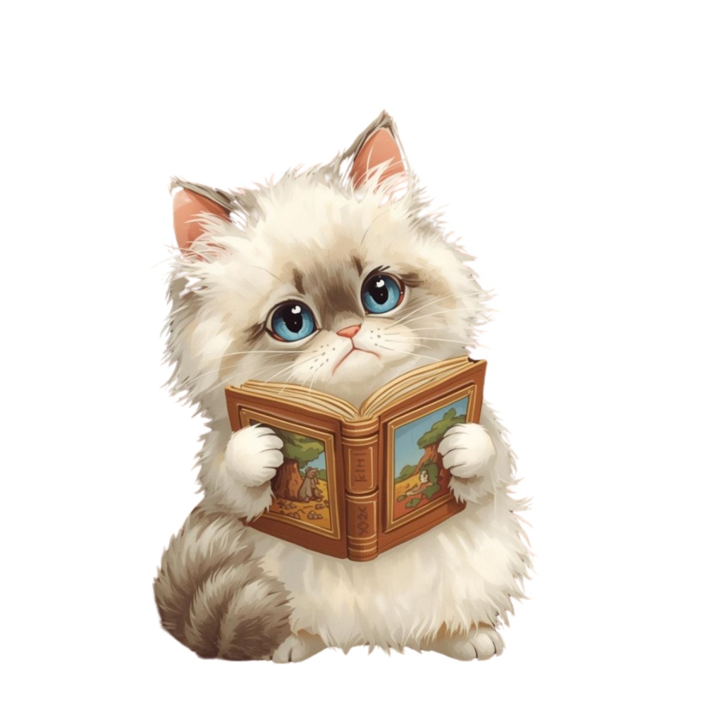 猫のスケジュールB〜パステル絵本風クリップアート14点セット|PNG背景透過