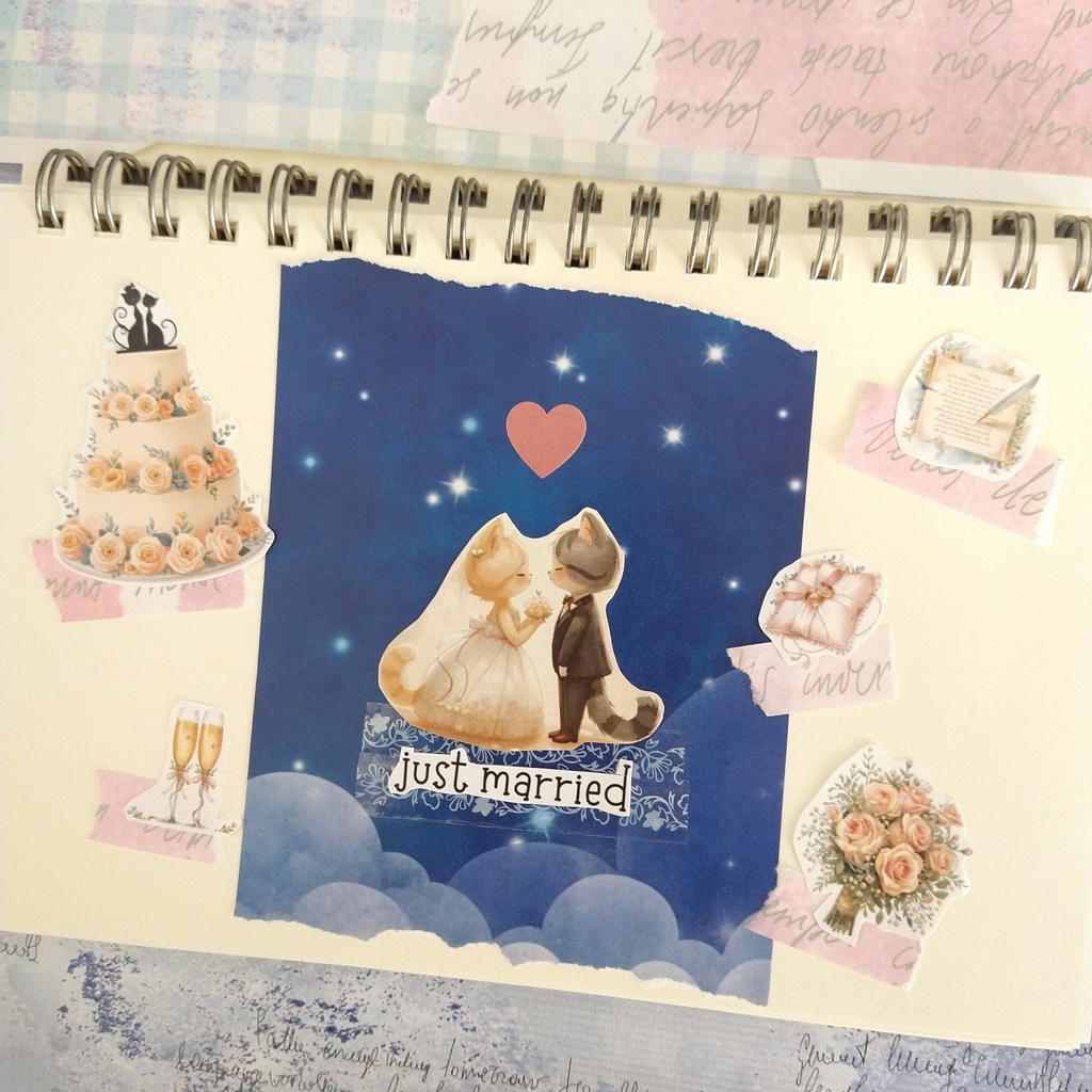 ねこの結婚式 もりだくさん 素材シート【ペーパーアイテム素材PNG】