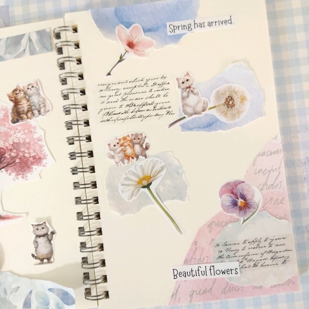 ねこの素材シート 4種まとめておトクセット【ペーパーアイテム素材PNG】