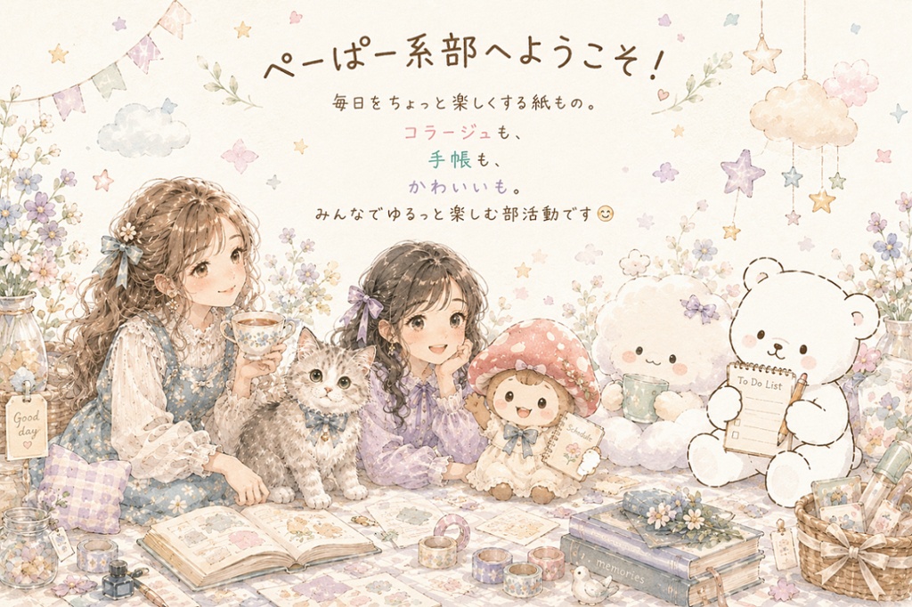 ほっと係 モコリの手帳シート ゆるっと日常&ごほうび【PNG】(A4・2枚セット)