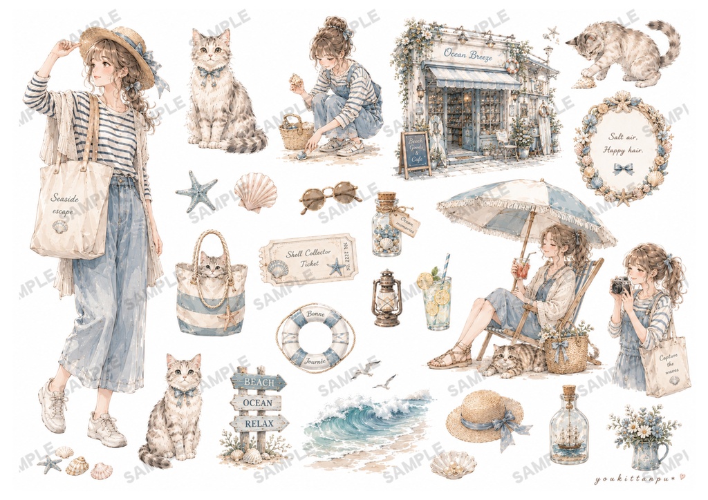 \フルーツフェスタ/デザインペーパー*素材シート コラージュ イラスト 手帳 日記 ラッピング 果物 いちご ブルーベリー リボン フラワー ジャンクジャーナル ジャーナリング スクラップ おすそ分け