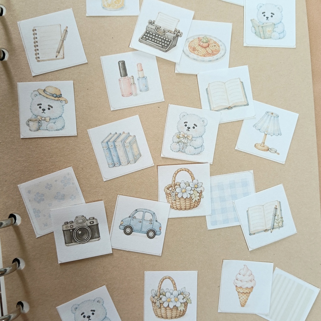予定のない日も手帳を飾ろう*今日のかけら くまっころんⅠ*手帳素材 イラストシート コラージュ ジャンクジャーナル 日記【PNG】ダウンロード素材