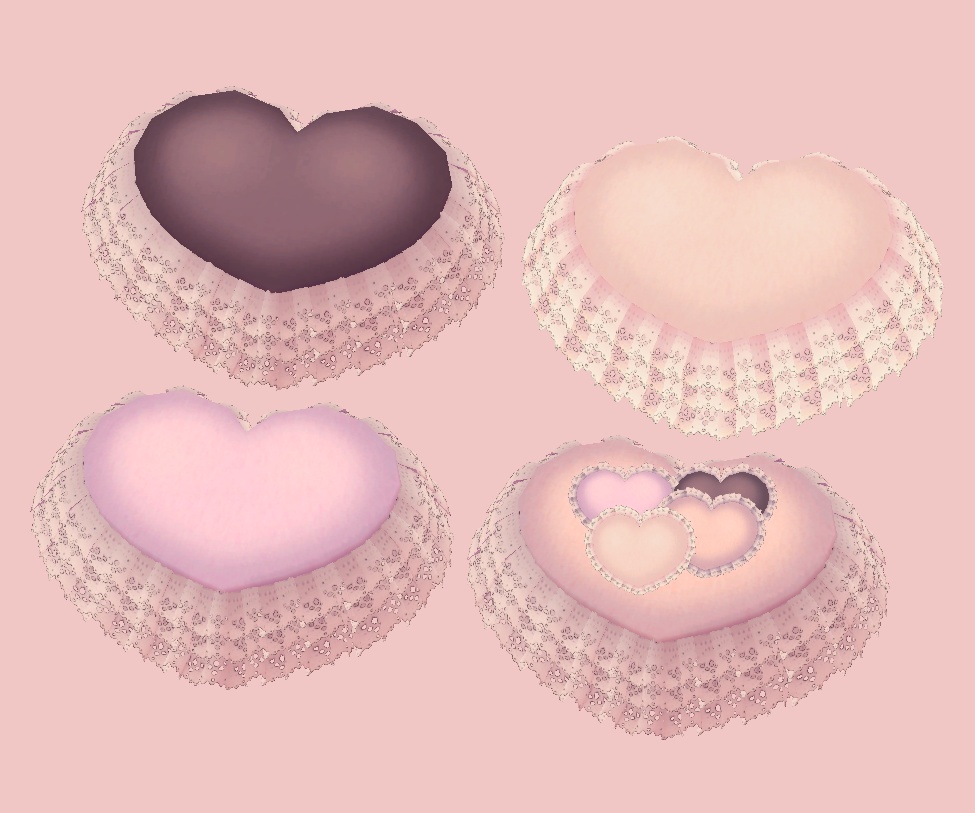 ハートのクッションとベッド