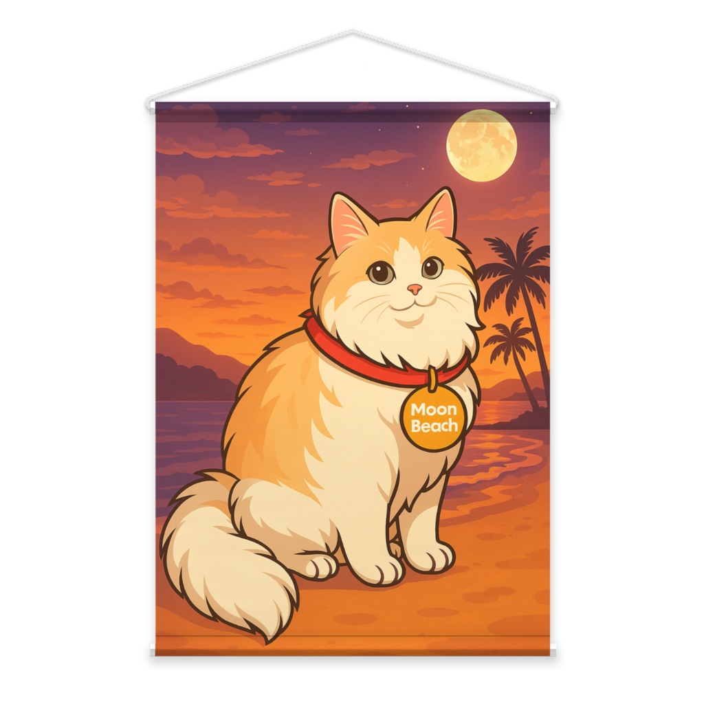 オリジナルタペストリー サンセットにゃんこ B2縦