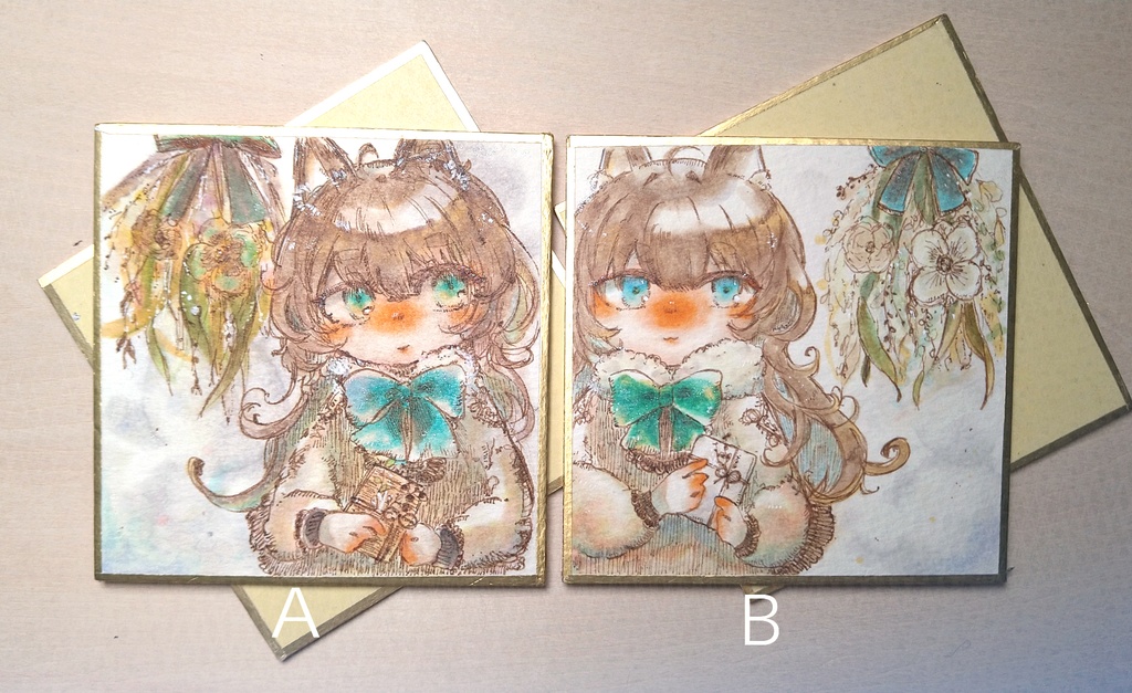 ミニ原画「ネコとスワッグ」