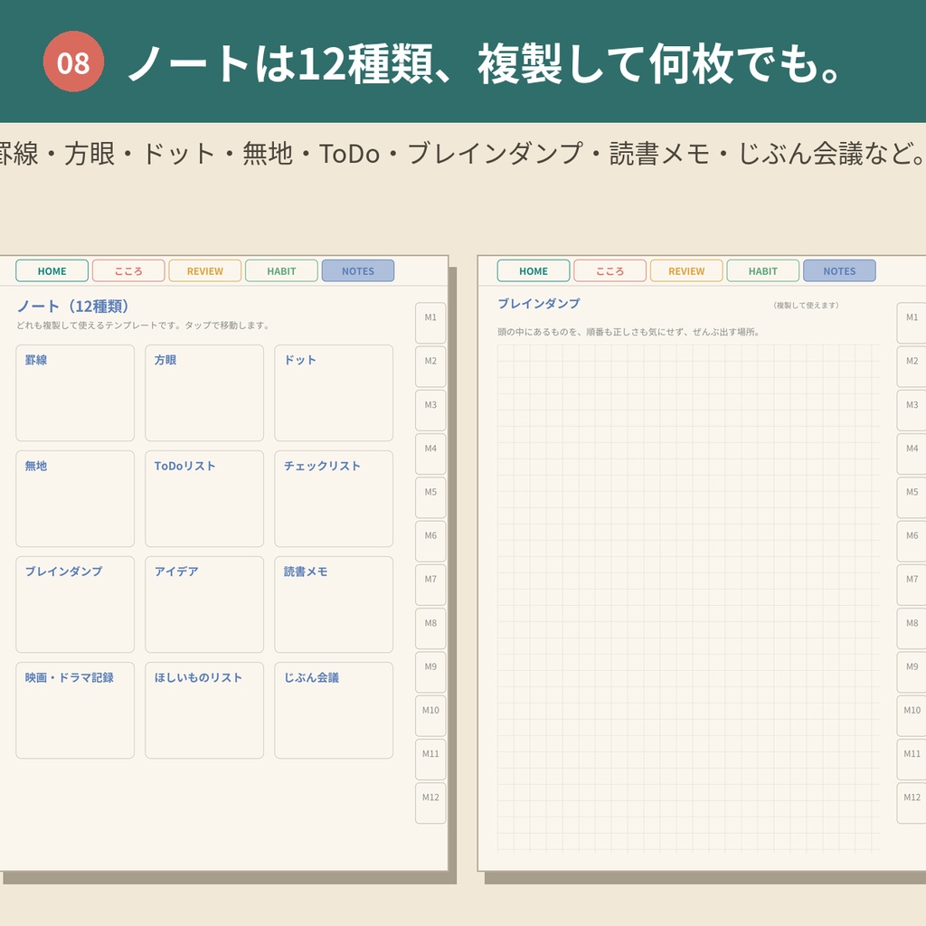 心を整えるデジタルプランナー 万年版【GoodNotes対応PDF】ADHDの方にも使いやすい全ページリンク888ページ|こころの記録・ご褒美ガチャつき手帳