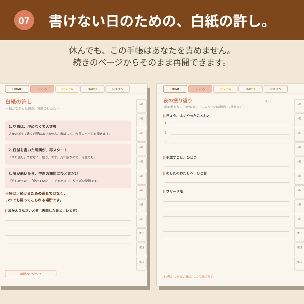 心を整えるデジタルプランナー【モカベージュ】GoodNotes対応PDF|ADHDの方にも使いやすい|全ページリンク888ページ|こころの記録・ご褒美ガチャつき手帳