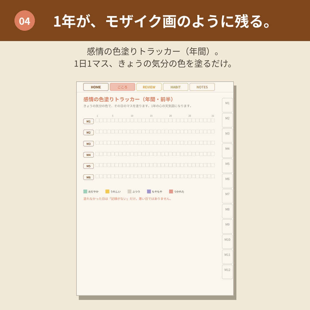心を整えるデジタルプランナー【モカベージュ】GoodNotes対応PDF|ADHDの方にも使いやすい|全ページリンク888ページ|こころの記録・ご褒美ガチャつき手帳