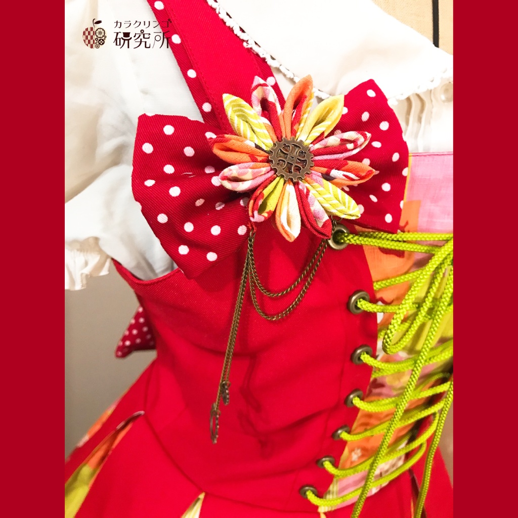 大正浪漫ジャンパースカート(赤色-少女漫画ポップ-)