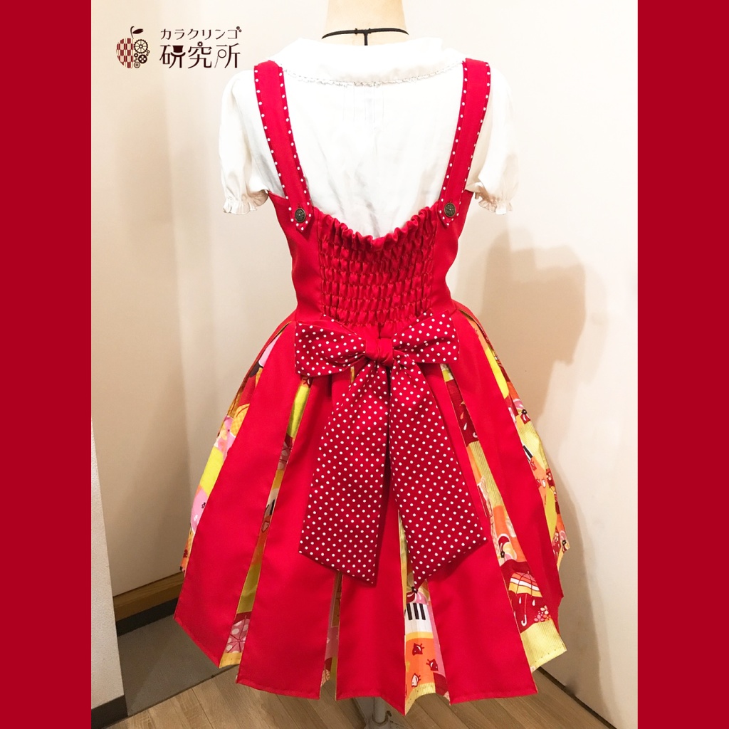 大正浪漫ジャンパースカート(赤色-少女漫画ポップ-)