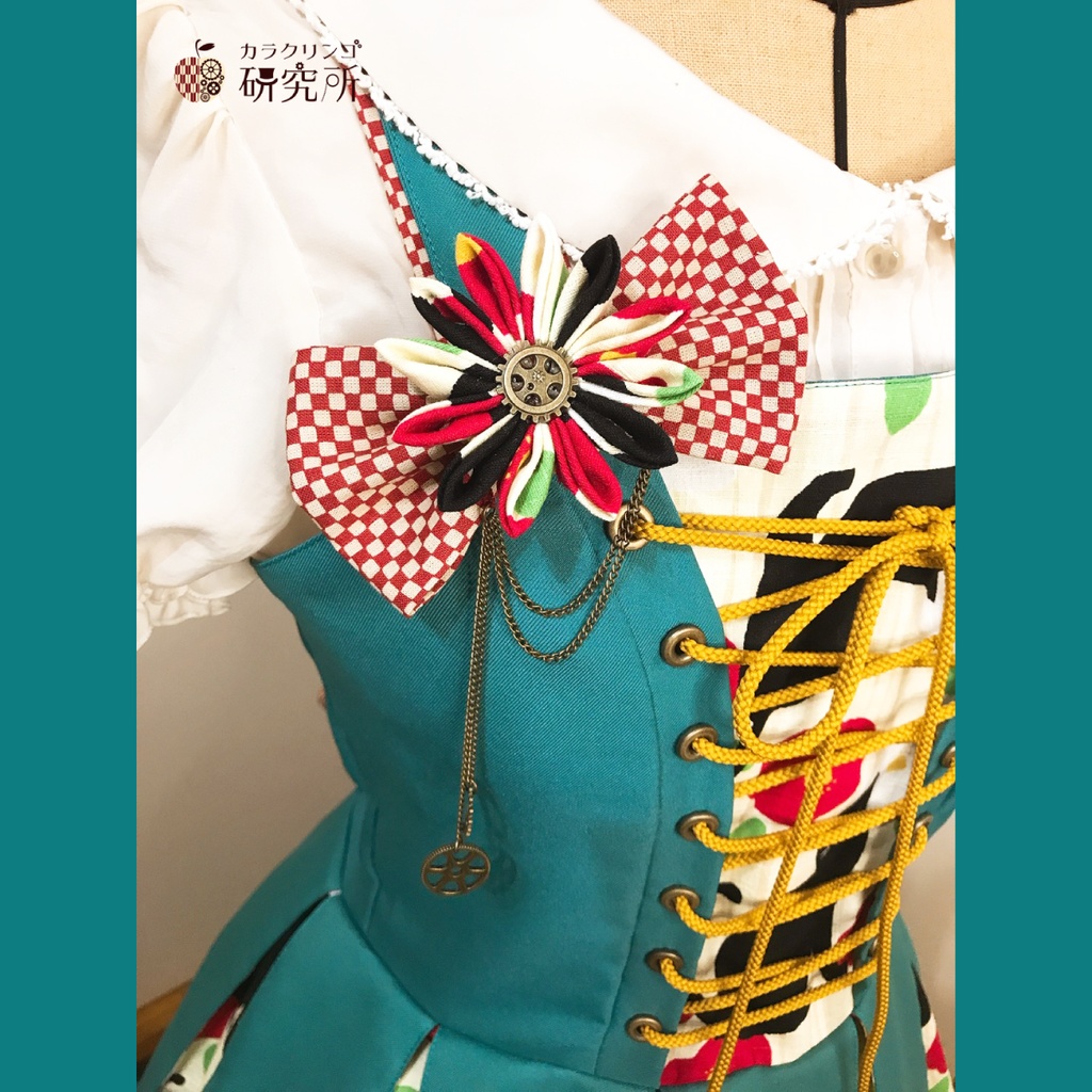 大正浪漫ジャンパースカート(浅葱色-黒猫と椿のタンゴ-)