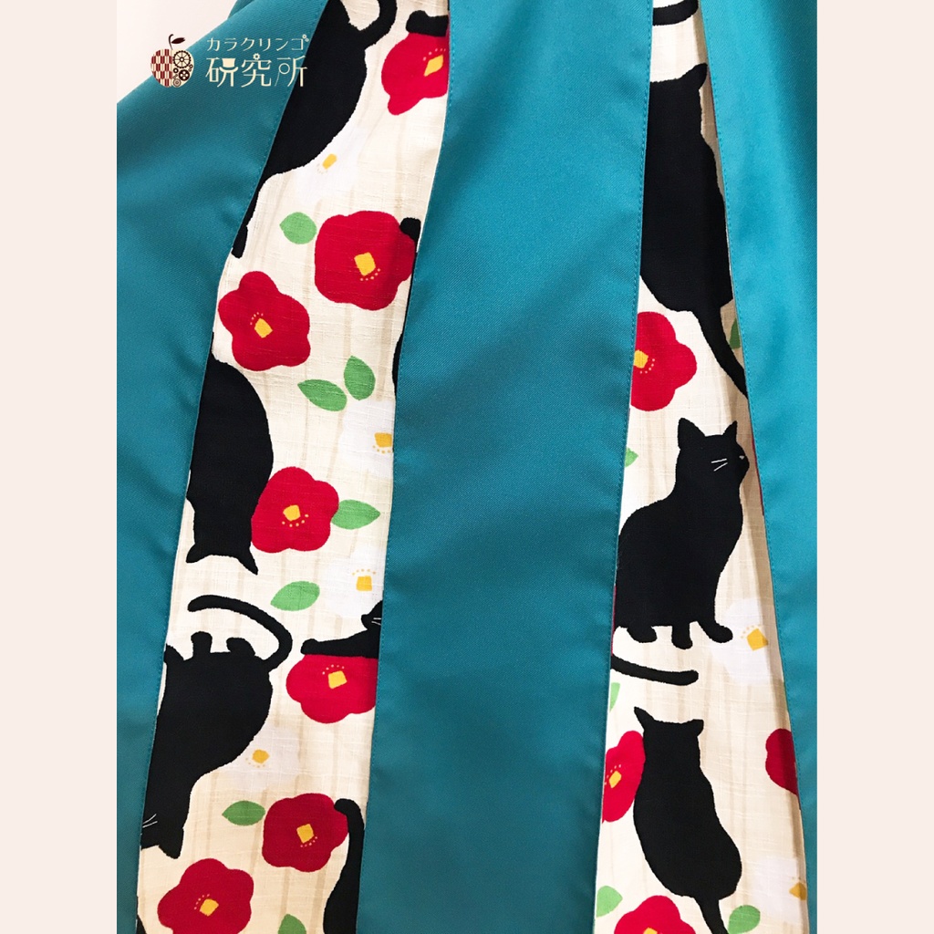 大正浪漫ジャンパースカート(浅葱色-黒猫と椿のタンゴ-)