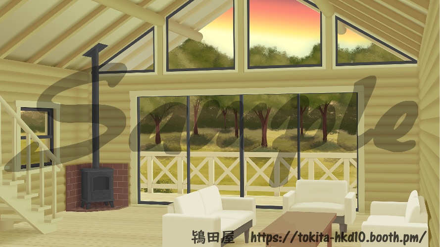 【背景イラスト】ログハウス(差分有)