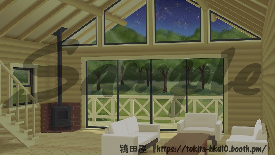 【背景イラスト】ログハウス(差分有)