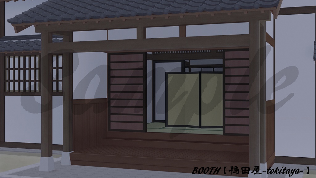 【背景イラスト】武家屋敷‐玄関(時間差分有り)