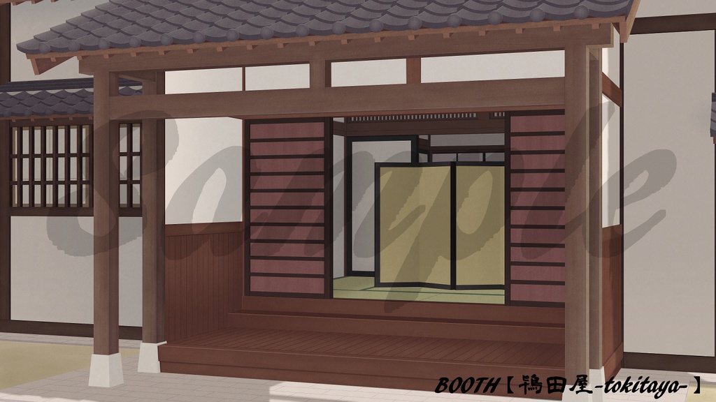 【背景イラスト】武家屋敷‐玄関(時間差分有り)