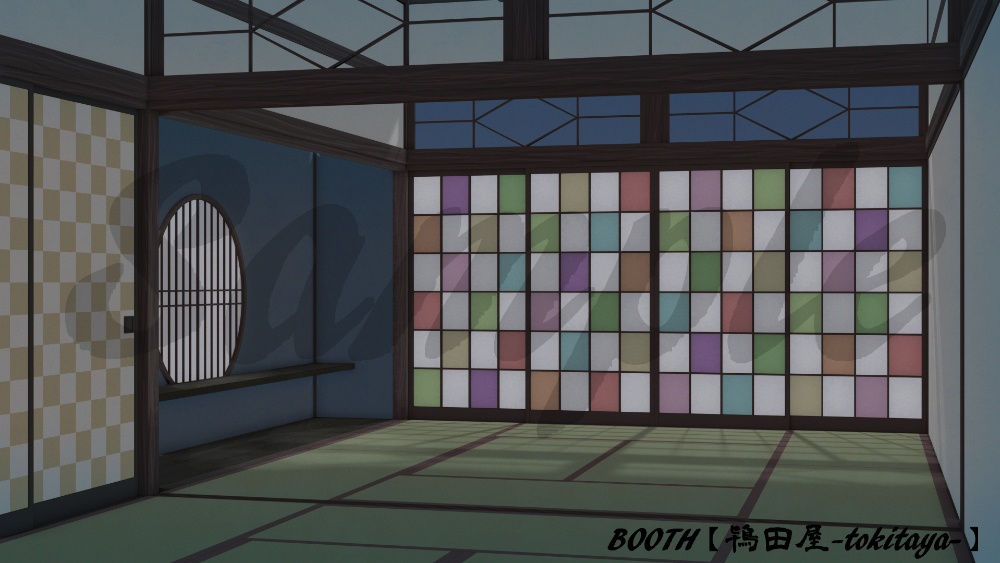 【背景イラスト】ハイカラな和室(時間差分有り)