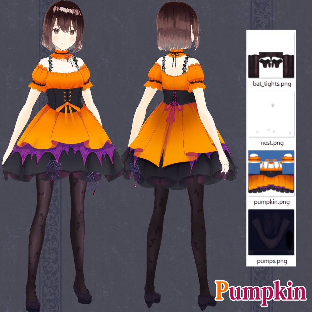 【VRoid用テクスチャ】ゴシックドレスセット_Texture for VRoid "The Gothic Dress ”