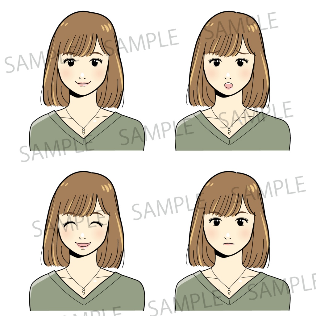 アイコン用女の子表情イラスト４パターン Tsイラスト素材 Booth