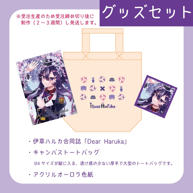 伊草ハルカイラスト合同誌「Dear Haruka」とグッズセット